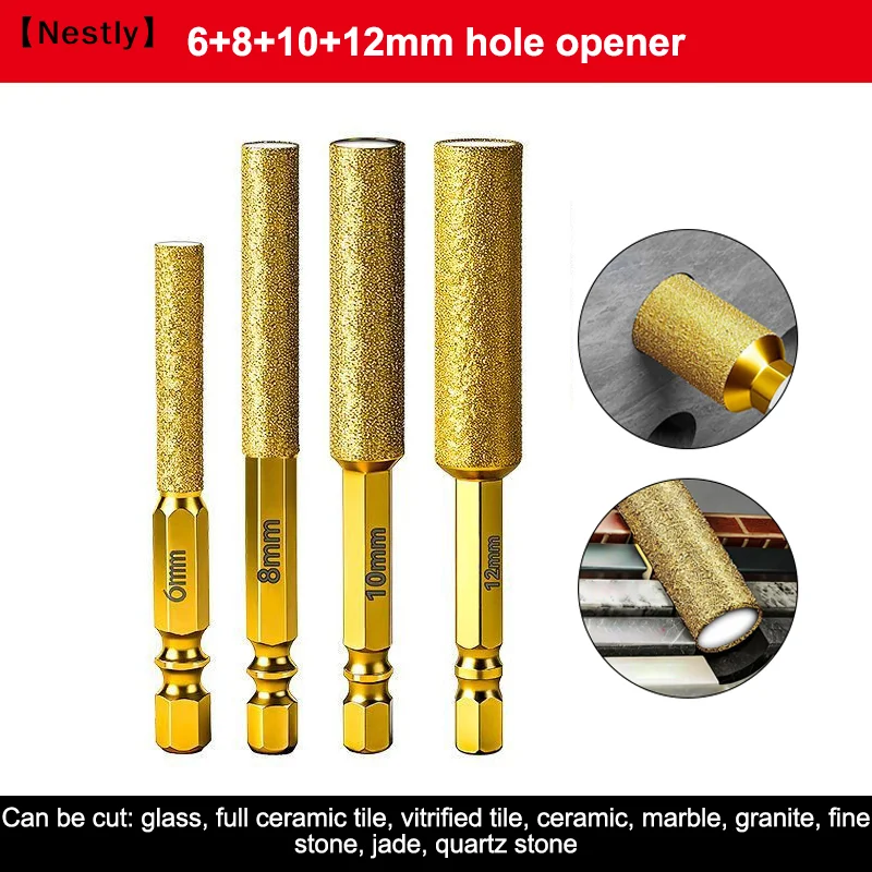 

1/2/3/4Pcs Diamond Core Bits Dry Drilling Thread Hexagonal Shank Core Ceramic Tile Granite Marble Grinding Heads〔Nest〕
