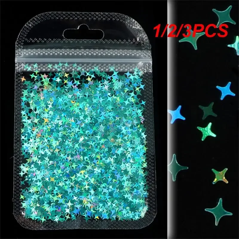 1/2/3 Uds. Lentejuelas de estrella cruzada láser brillo de uñas lentejuelas brillo ultrafino Paillette 3D Material de manicura para decoración de uñas