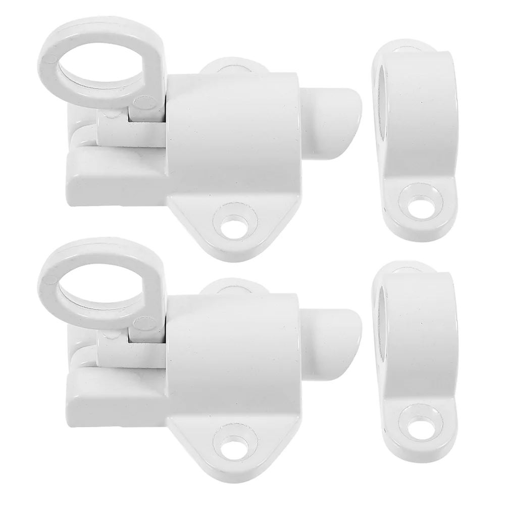 2 Pcs Aluminum Alloy Pin Door Latch Heavy Duty Flush Bolt White Security Sturdy Construction Automatic Spring Mechanism Easy