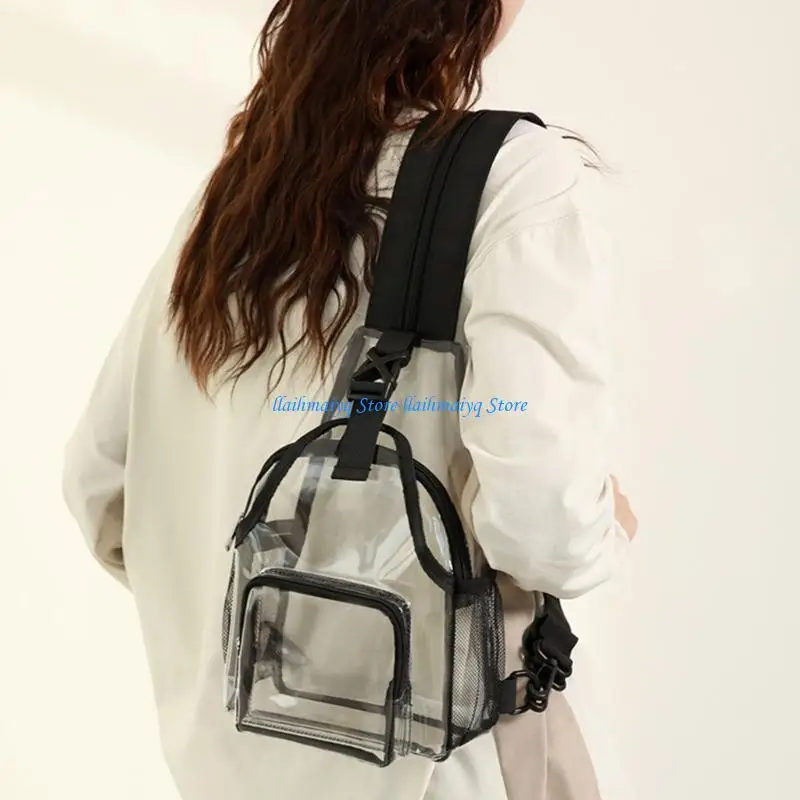 573B Clear PVC Bag Stadium Approved Crossbody Backpack Casual Chest Bag