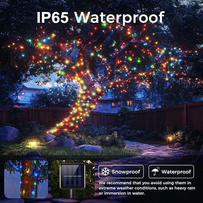 1 قطعة سلسلة أضواء الشمسية في الهواء الطلق إضاءة مقاومة للماء في الهواء الطلق 8 طرق عيد الميلاد الجنية ضوء للفناء ساحة شجرة حديقة شرفة ديكور