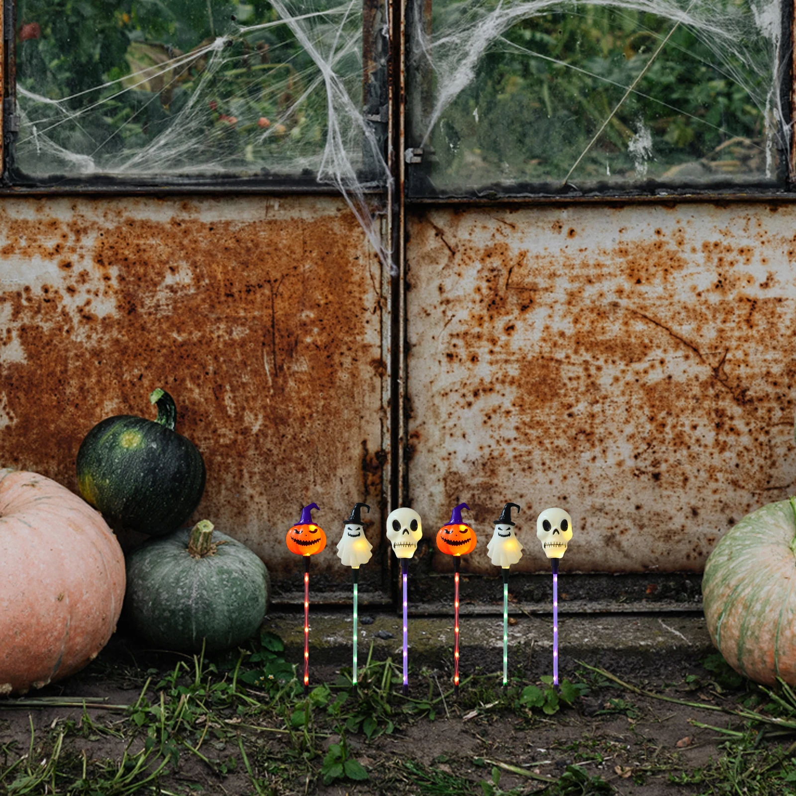 

Pumpkin Ghostly Lights Decorative Halloween Lamp Post Pathway Markers Stake Driveway