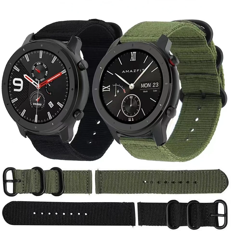 Pulseira de nylon para relógio Samsung Galaxy 46mm Gear S3 Amazfit GTR 3 4 Pro Pulseira respirável pulseira para relógio Huawei 46mm