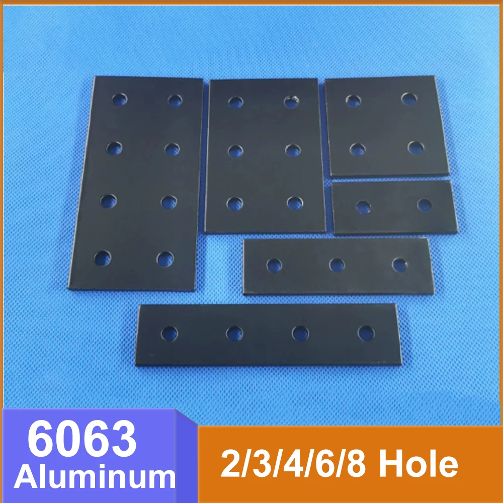 Black 6063 Aluminum Profile Vertical Connection Plate 2/3/4/6/8 Hole Fastener Angle Connector 2020/3030/2040/4040/6060 Series