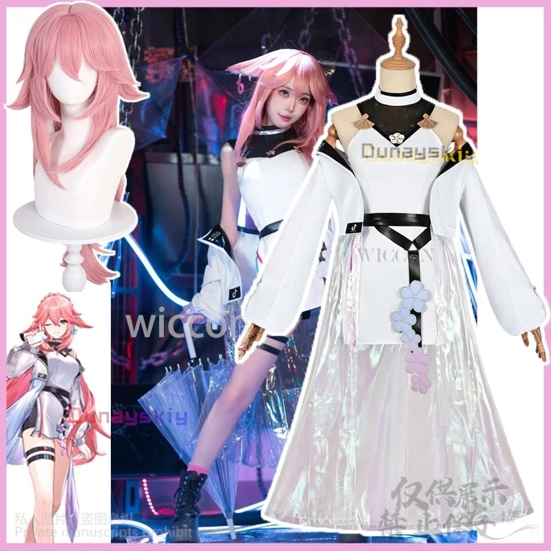 Anime Game Genshin Impact Cosplay Yae Miko Costume Tikk Tokk Douyin New Dress Lolita Wigs For Halloween Christmas Customized