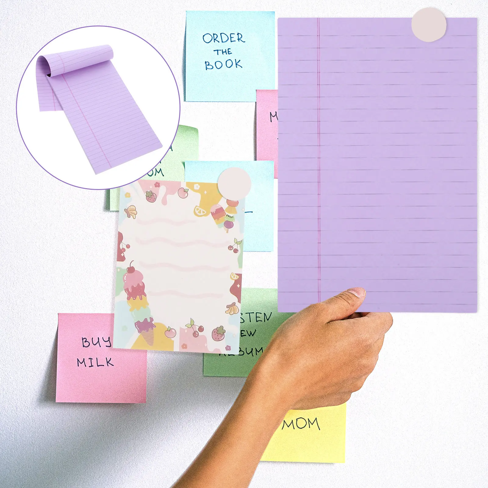 4Pcs Paper Notepads Tear-Off Design Nonstick Smooth Writing Surface Portable Legal Pad Style Notepad for Office School Daily Use