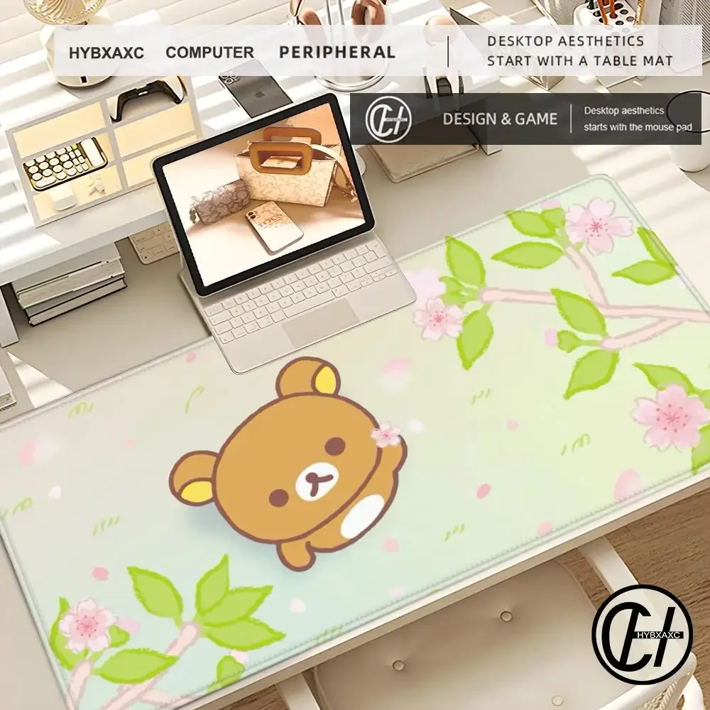 

Cute Cat Rilakkuma Mouse Pad Janpanese Gaming Laptop Gamer Pc Accessories 40x90cm Deskmat Keyboard Mat Game Protector Playmat