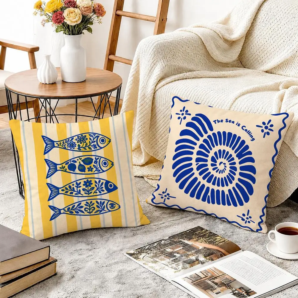 Lobster Fish Martini Olive Cushion Cover Breathable Cool Natural Durable Linen Printed Pillow Case Decor Sofa Bedroom
