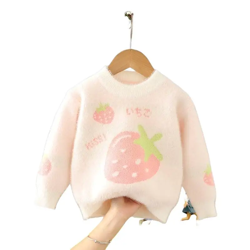 حار فتاة الخريف البلوز الشتاء رشاقته سترة الجولة الرقبة تريكو Homewear الطفل الدفء Kawaii موضة جديدة ملابس كاجوال