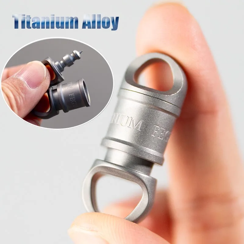 Liga de Titânio Rotativa Chaveiro Cinto Fivela Chaveiro Primavera Lock Keyring Ferramenta ao ar Livre Ferramenta Edc Unboxing 13g 360 °