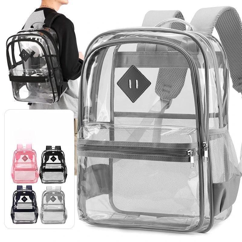 Backpack Waterproof Transparent School Bag Girl Large Capacity Backpack Solid Clear Backpack Men Fashion Transparent Plastic Bag