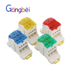 UKK80A Single-Pole Large Current Splitter Box 80A Capacity One-to-Many Branch Line Terminal Rail Splitter for Electrical Wiring
