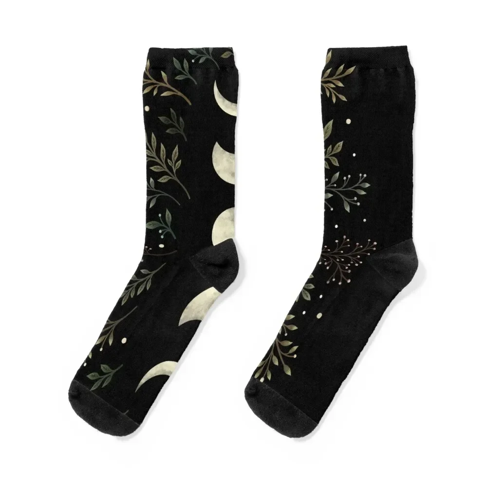 Moonlit Garden-Olive Green Socks funny gifts kids New year's Argentina Socks Male Women's