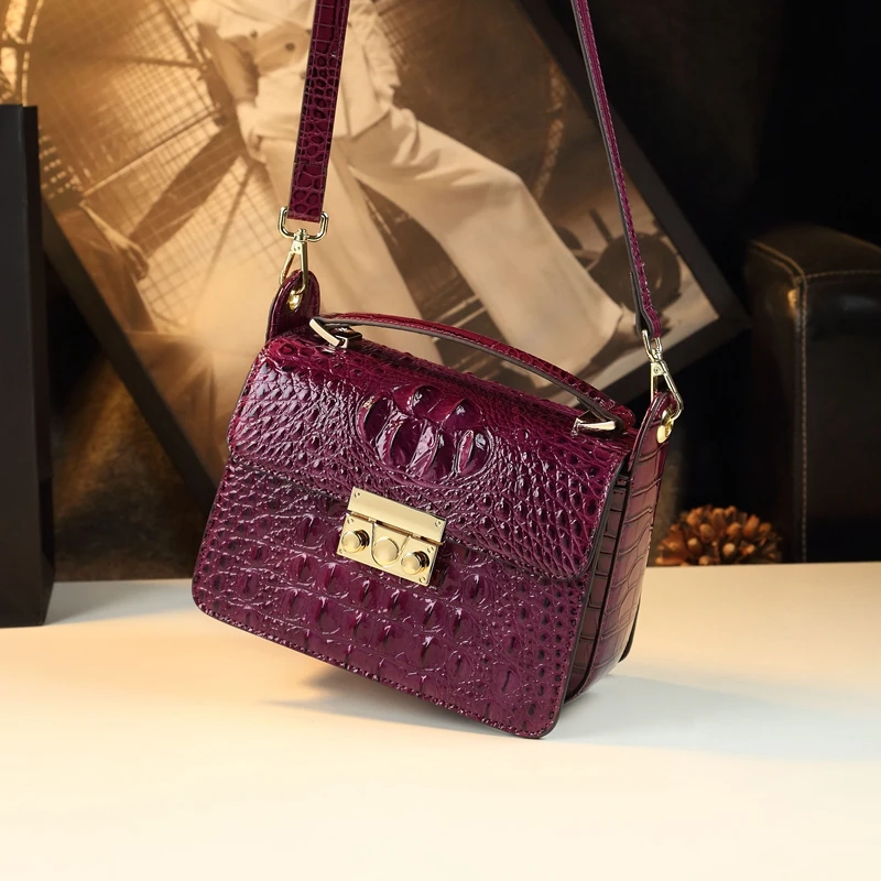 Crocodile pattern women\'s bag 2024 new fashionable and high-end handbag for middle-aged women