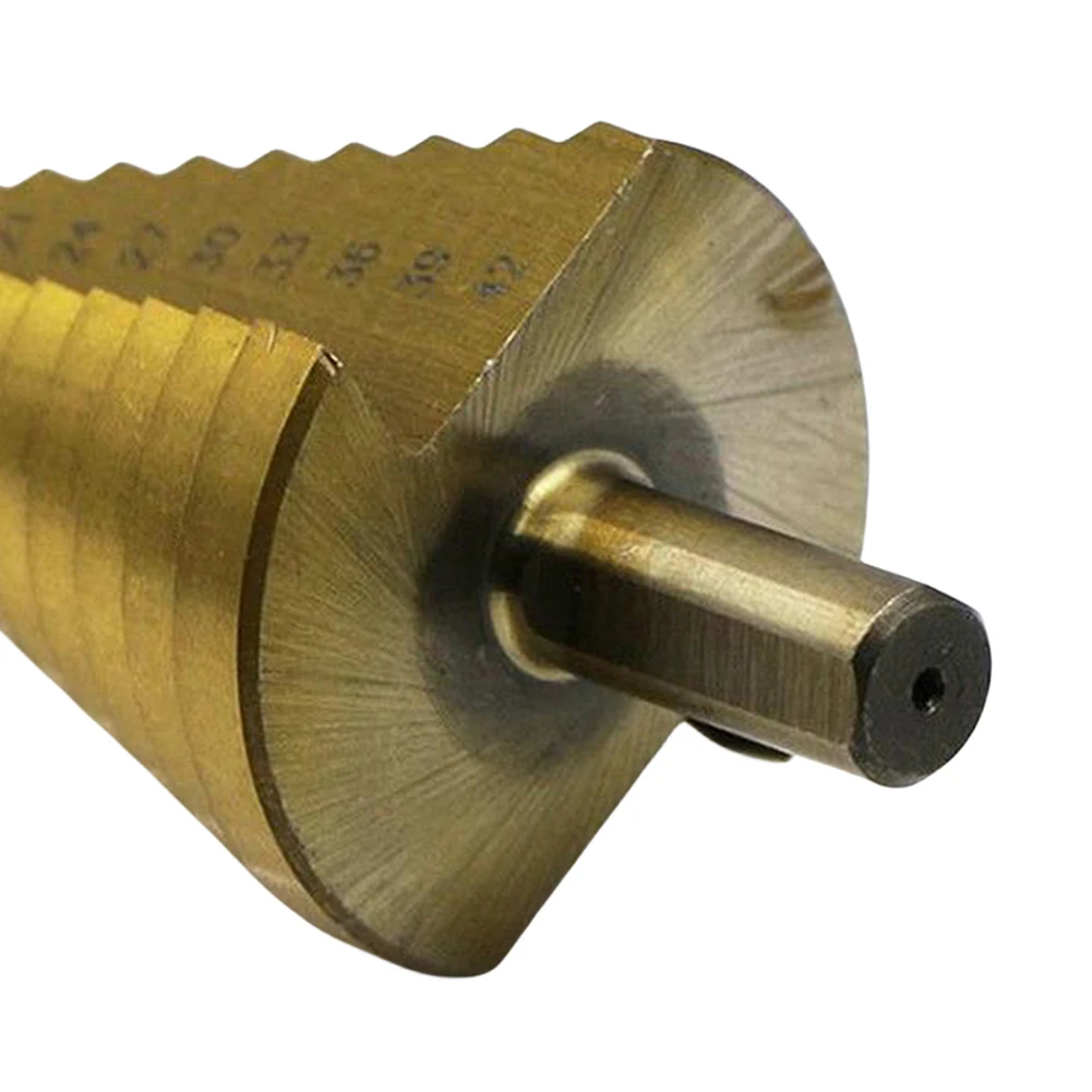 1 szt. 4-42 Mm pokryte tytanem wiertło stopniowe HSS Metal stal szybkotnąca do wycinania otworów wiertło narzędzie do wiercenia stożkowe