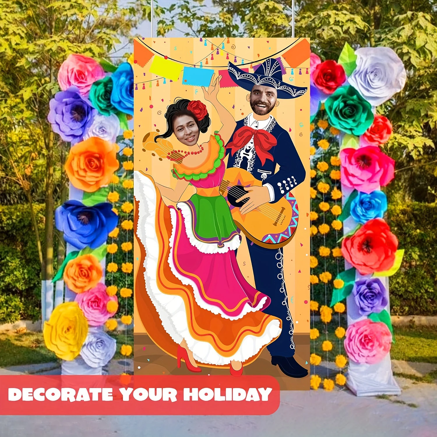 Cinco de Mayo Fiesta Couple Photo Door Banner for Party Supplies, Decoration, Mexican Theme Fiesta, Party or Festivals