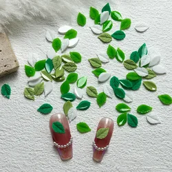 50pcs Green Leaves Nail Art Charms Japanese Fashion Kawaii Resin Nail Rhinestone Decorations Exquisite Multi Styles Accessories