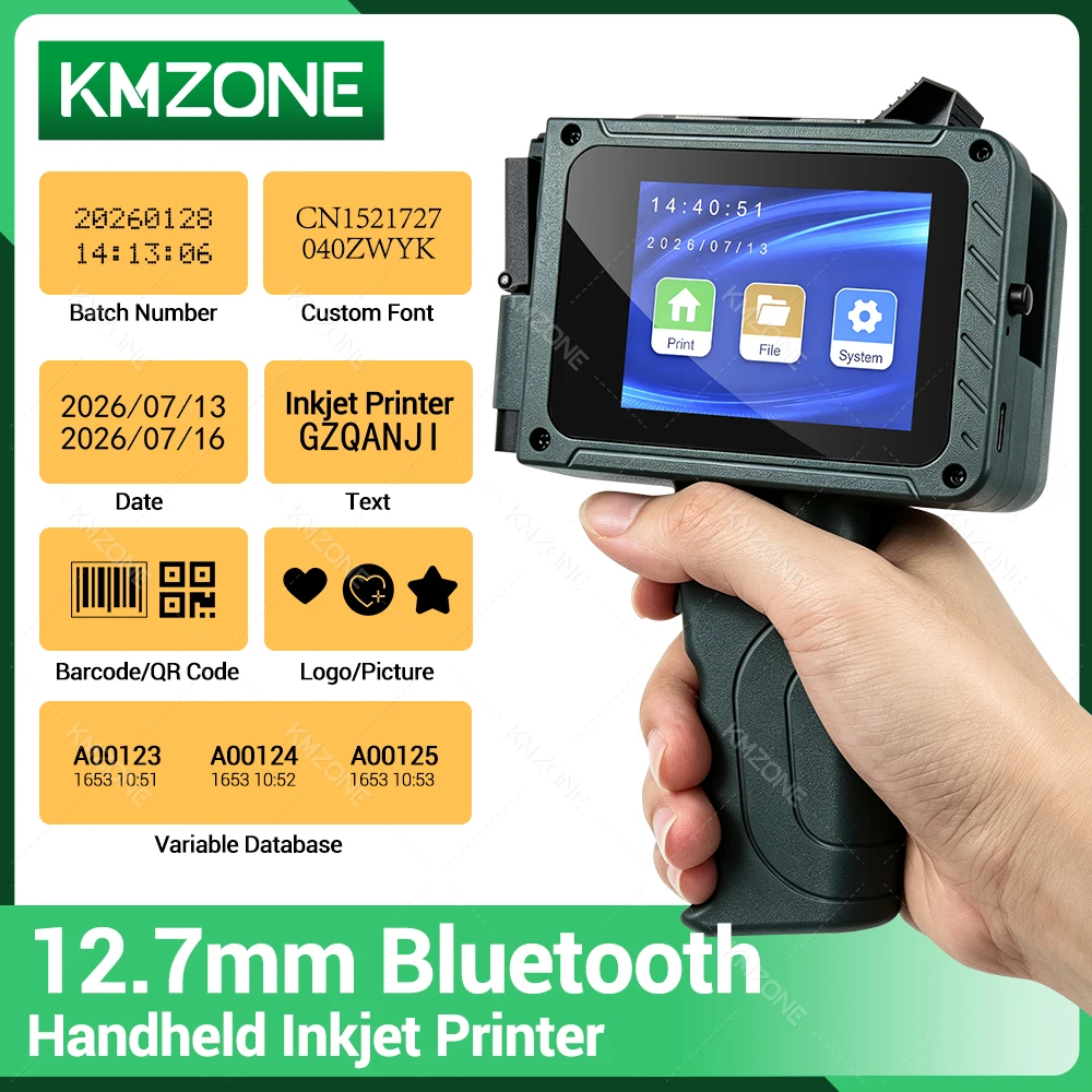 Latest Bluetooth App Image Transfer 12.7mm Handheld Inkjet Transfer Mobile Printer Black Color ink Name Date Price Note Print