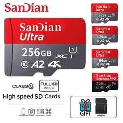 Oryginalna karta pamięci SanDian 256GB Micro TF karta SD karta pamięci TF/SD 128GB 32GB 64GB Mini A2 do aparatu/telefonu 2024 nowość