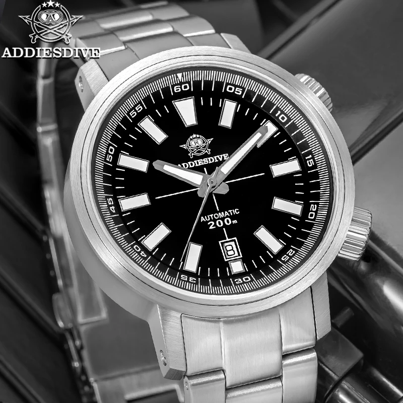 ADDIESDIVE New Watch 8215 Automatic Movement Mechanical Wristwatches Sapphire Glass Calendar 200m Waterproof Diving Men Watches