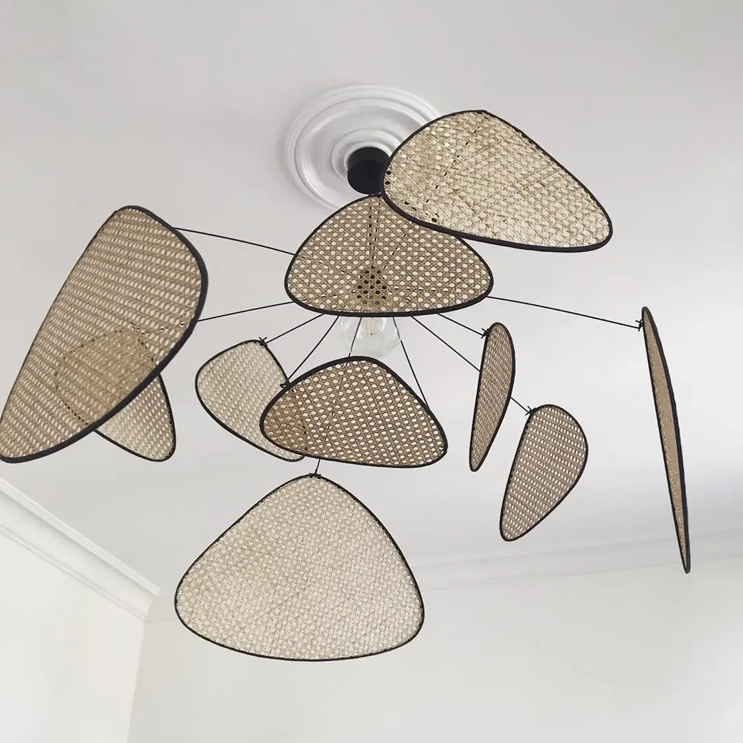 Modern Living Room Chandelier Dining Room Leaf Grid Rural Hand Made Rattan Art screen Lamp E27 Bedroom home Decor 110V 240V