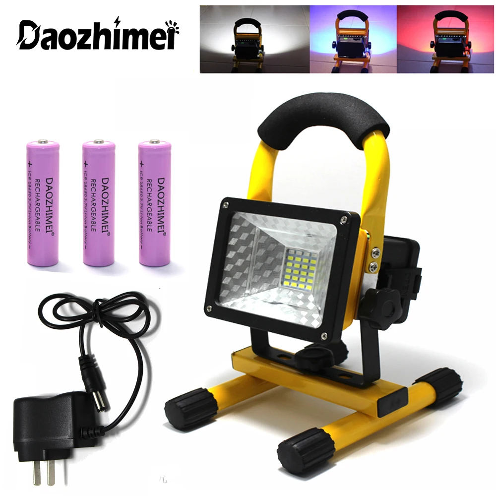 30w New Flood Lights Rechargeable Led Flashlight Lithium-ion Battery flood Lamp Portable Light +3*18650 battery+Charger