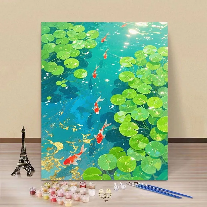 

B-0005 Underwater Coral Reef Fish Oil Painting, Vibrant Sea Life Art, Stretched Canvas Ready to Hang