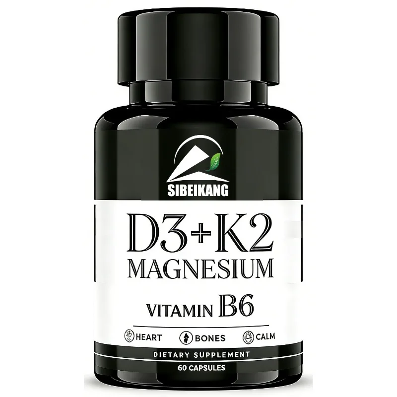 Cápsulas de vitamina D3 K2 que contienen glicinato de magnesio y vitamina B6 de magnesio 1500mg D3 10000UI K2 (MK7) 200mcg Vitamina B6 10mg
