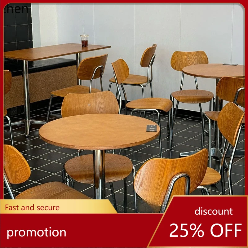 

LXC Simple Western Restaurant Table Retro Style Cafe Internet Celebrity Restaurant Commercial Furniture Round Table Long Table