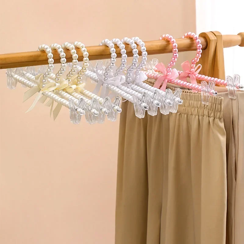 

1/2 PCS Pearl Beaded Clothes Rack Large Bowknot Wedding Shop Daily Pants Hangers Standar Coat Shirt Decorative Storage Organizer