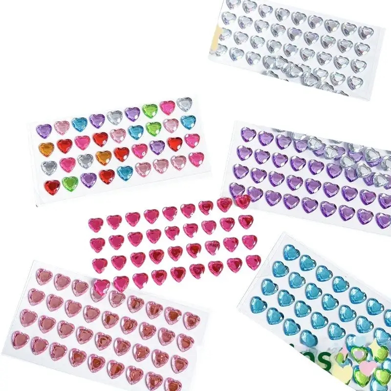 3D Heart Diamond Sticker Crystal Diy Handmade Material Desktop Decoration Phone Case Camera Kawaii Stickers Cup Laptop Decor