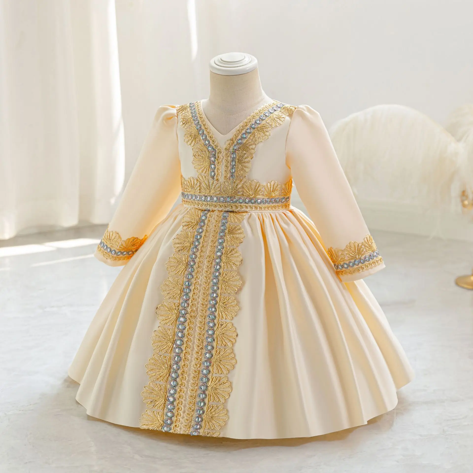 Hetiso Princess Dresses for Baby Girls Middle East Party Gown Toddler Kids Birthday Satin Christmas Pageant Costumes