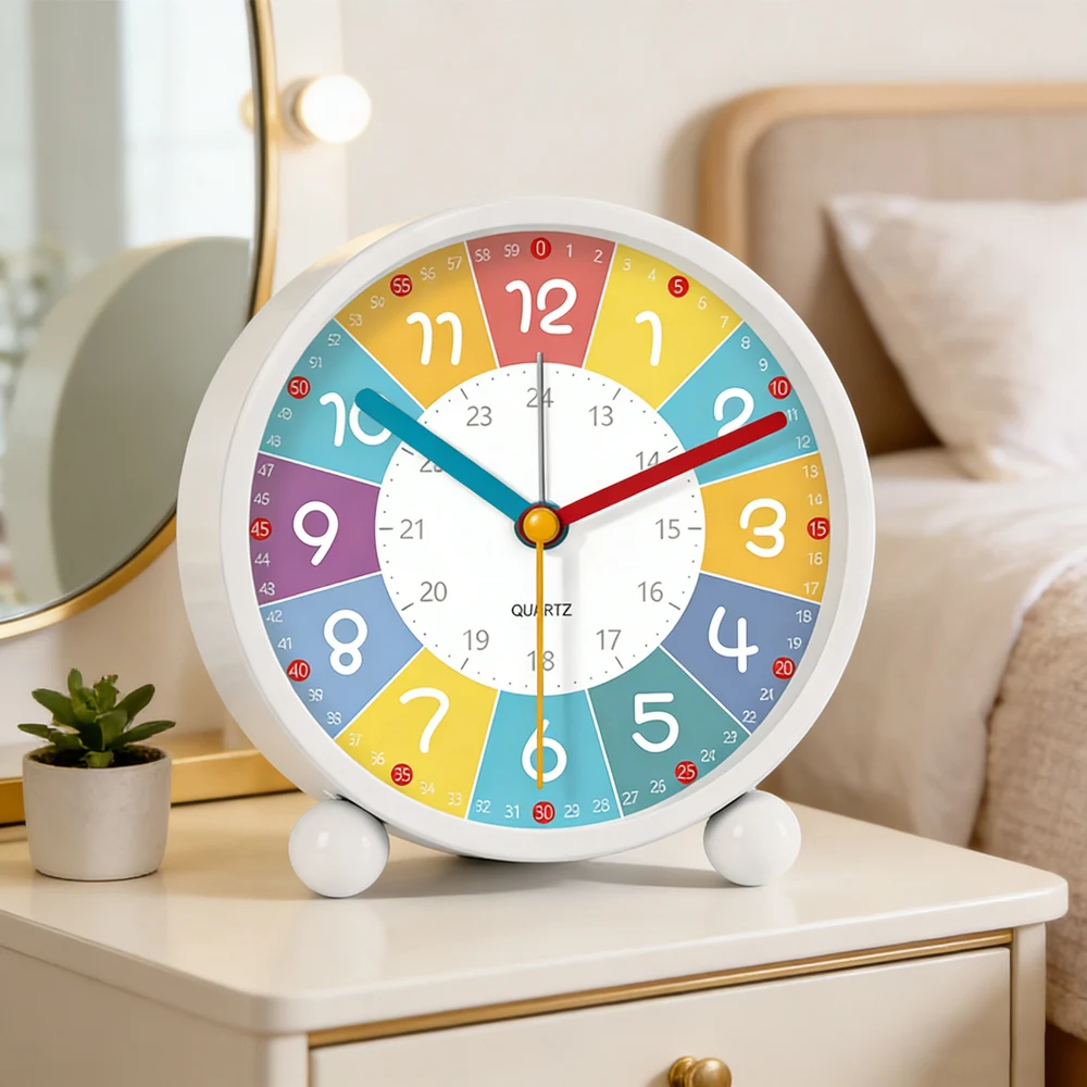 

Early Education Desktop Alarm Clock Metal Frame Student Wake Up Clock Silent Movement Bedroom Study Alarm Clock Home Decor 11CM