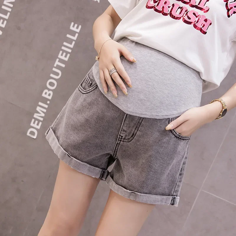 Summer Fashion Shorts Pregnant Women Denim  Curling Holes  Pants Stretch Belly   Clothes Maternity