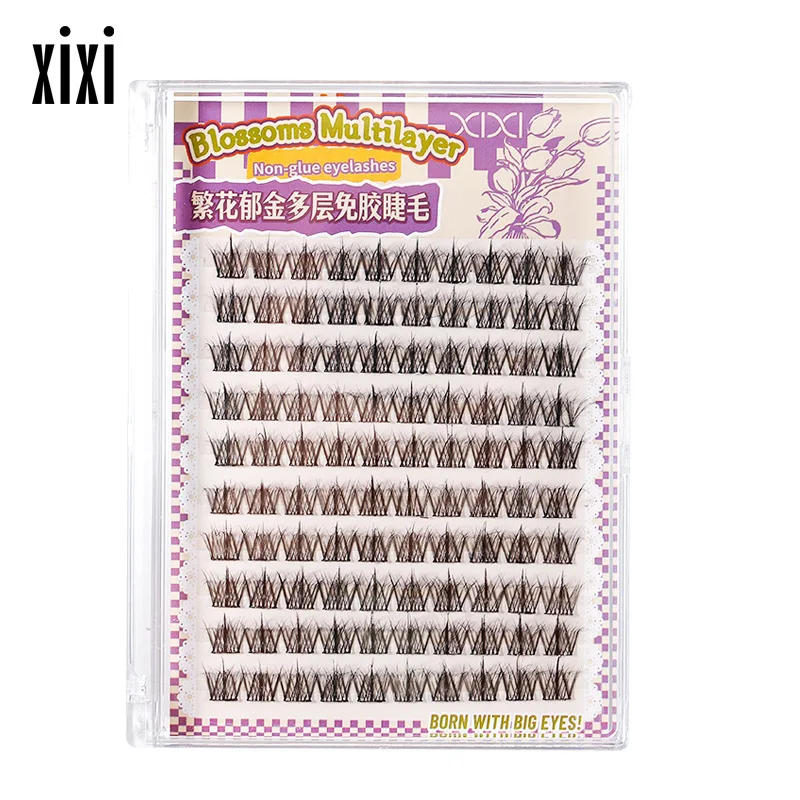 Xixi-Cils sans colle multicouches en jade de fleurs, cils de tournesol purs, rangées de vilten, grande capacité, cils novices