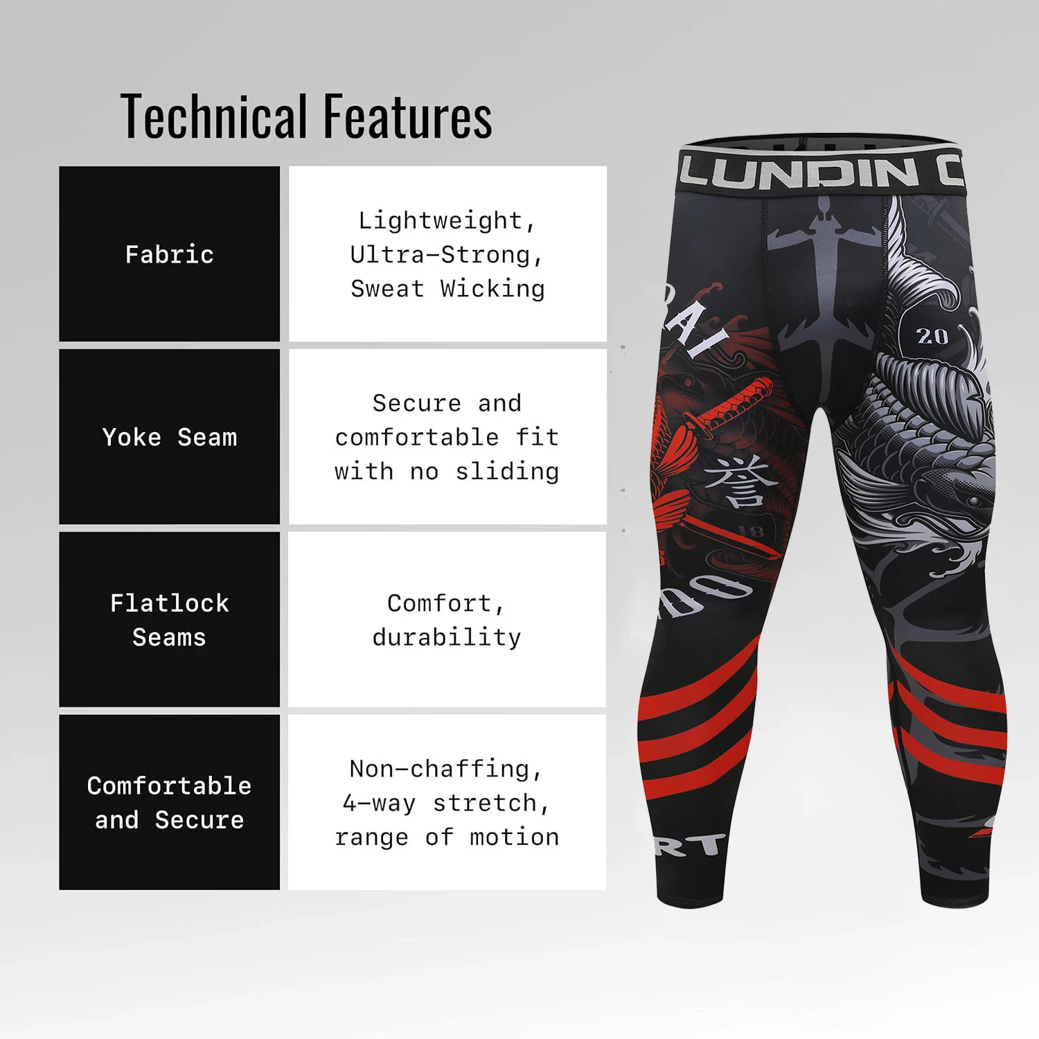 Cody Lundin Men\'s Compression Elastic Gym Tight Leggings Sport Printing Pants  jiu jitsu Thermal Pants Combat Grappling Pants