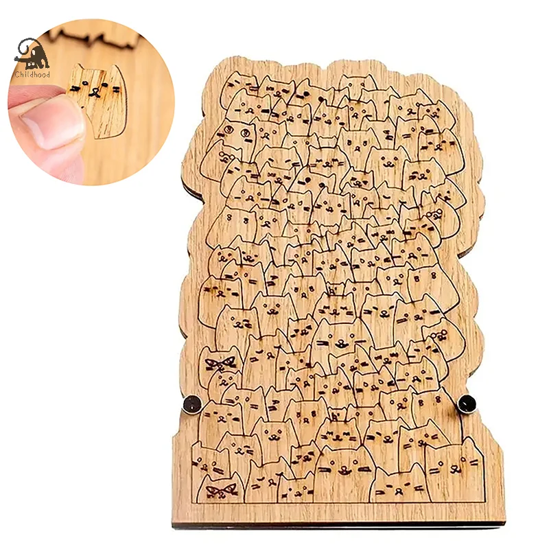 

100 Cats Puzzle Unique Wooden Animal Shaped Jigsaws Challenging Family Activity For Adults And Kids Difficult Puzzle Toy Gift