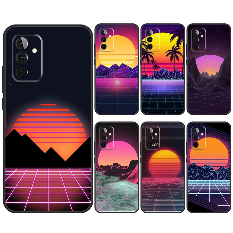 80S Vaporwave Synthwave Sunset Case For Samsung Galaxy A32 A52 A12 A14 A34 A54 A51 A71 A15 A25 A35 A55 A53 A33 A13 Cover