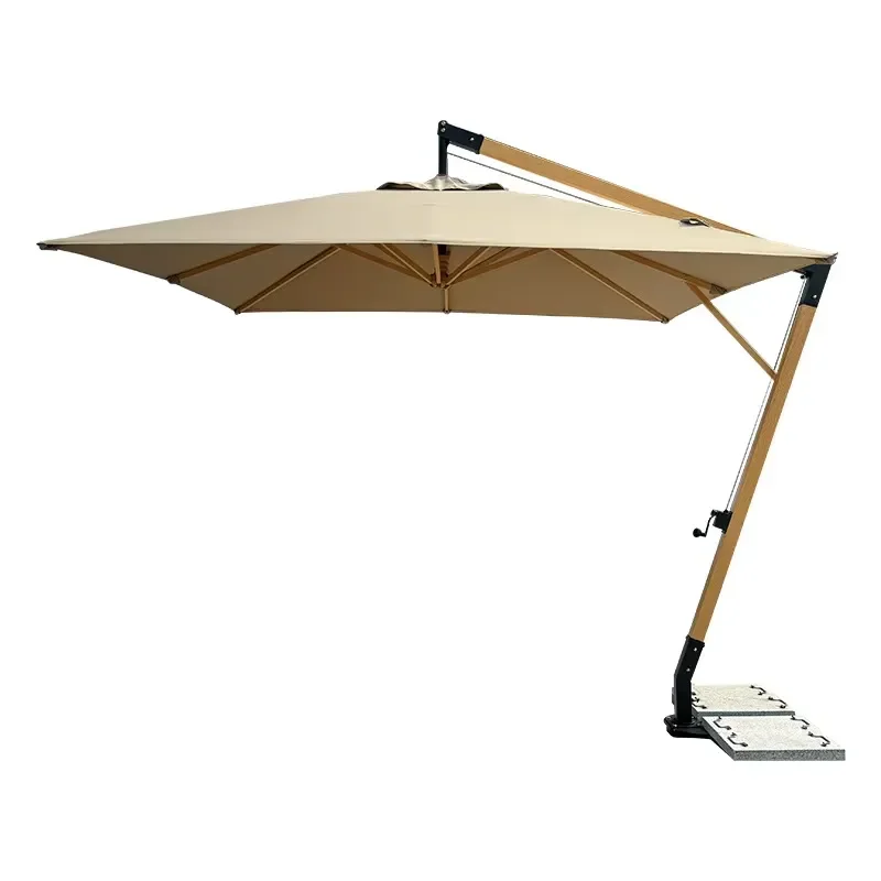 LED Light Aluminum Manual Modern Luxury Outdoor Sun Umbrella with Windproof Durable Freestanding Design for Patio and Garden