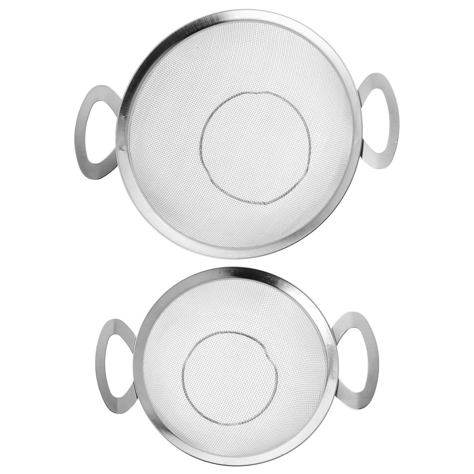 

2pcs Double-handled Stainless Steel Colander 18cm 22cm Rice Washer Strainer Basin Fruit Vegetable Filter Basket Water Drainer