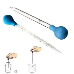 (0.5/1/2/3/5/10ml)Glass Scale Line Dropper Pipette Lab Dropper Dropping Pipet Blue Rubber Head Pipettors