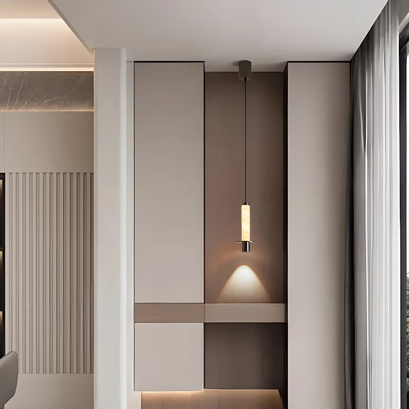 

Bedroom bedside chandelier Italian minimalist high-end feeling Ruiyun natural marble small chandelier can lift the entrance