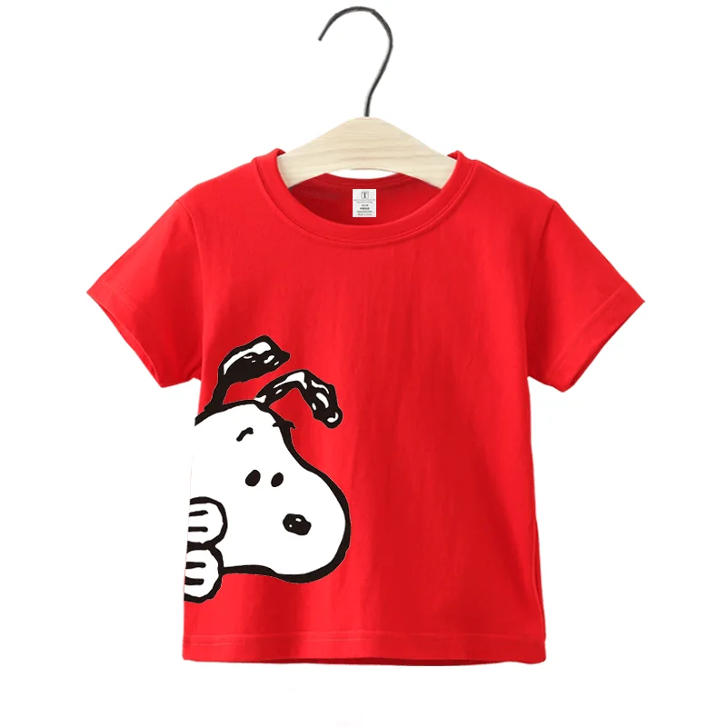 2024 Summer New Kids Cartoon t-shirt Snoopy Top a maniche corte per bambini o-collo 100 cotone ragazzi e ragazze chiudi magliette