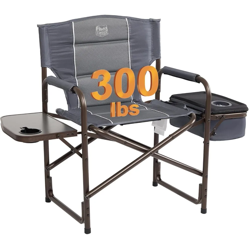 

TIMBER RIDGE Lightweight Camping Chair, Portable Laurel Director's Chair with Foldable Side Table, Cooler Bag & Mesh Pocket