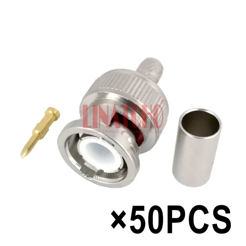 50-個-rf-rg142-3d-fb-lmr195-rg58u-50-3-ケーブル同軸ストレート-bnc-オス圧縮コネクタ
