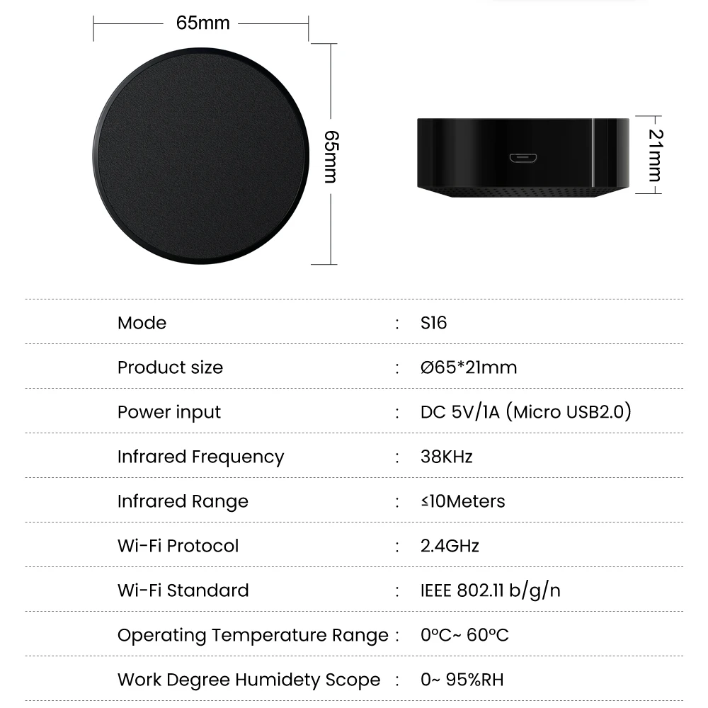 AVATTO Tuya WiFi Smart IR/RF Remote Control for Smart Home for TV Air Condition Works with Alexa Google Home