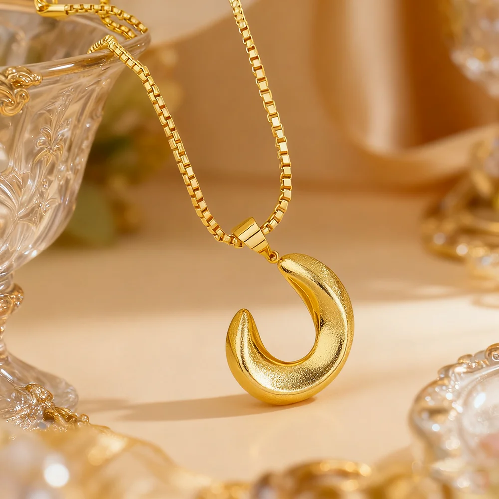 

Golden Color Stainless Steel Initial Necklace Earrings Jeweler for women Trendy Collar Jewelry gold color gift