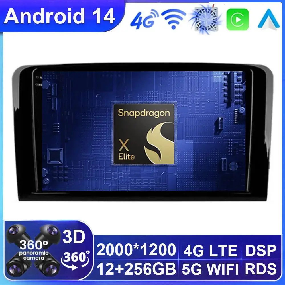 

Android 14 For Mercedes Benz M-Class W164 GL-Class X164 ML GL Car Radio Multimedia Navigation Video Player GPS No 2din Stereo BT