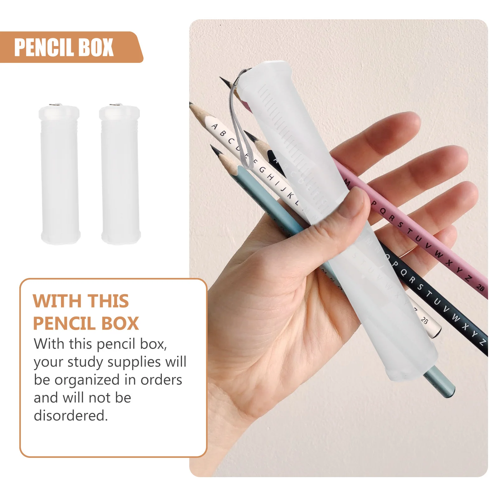 2pcs Telescopic Pen Box Portable Pencil Case Stretchable Design Organized Storage For School Office Transparent Pen Container