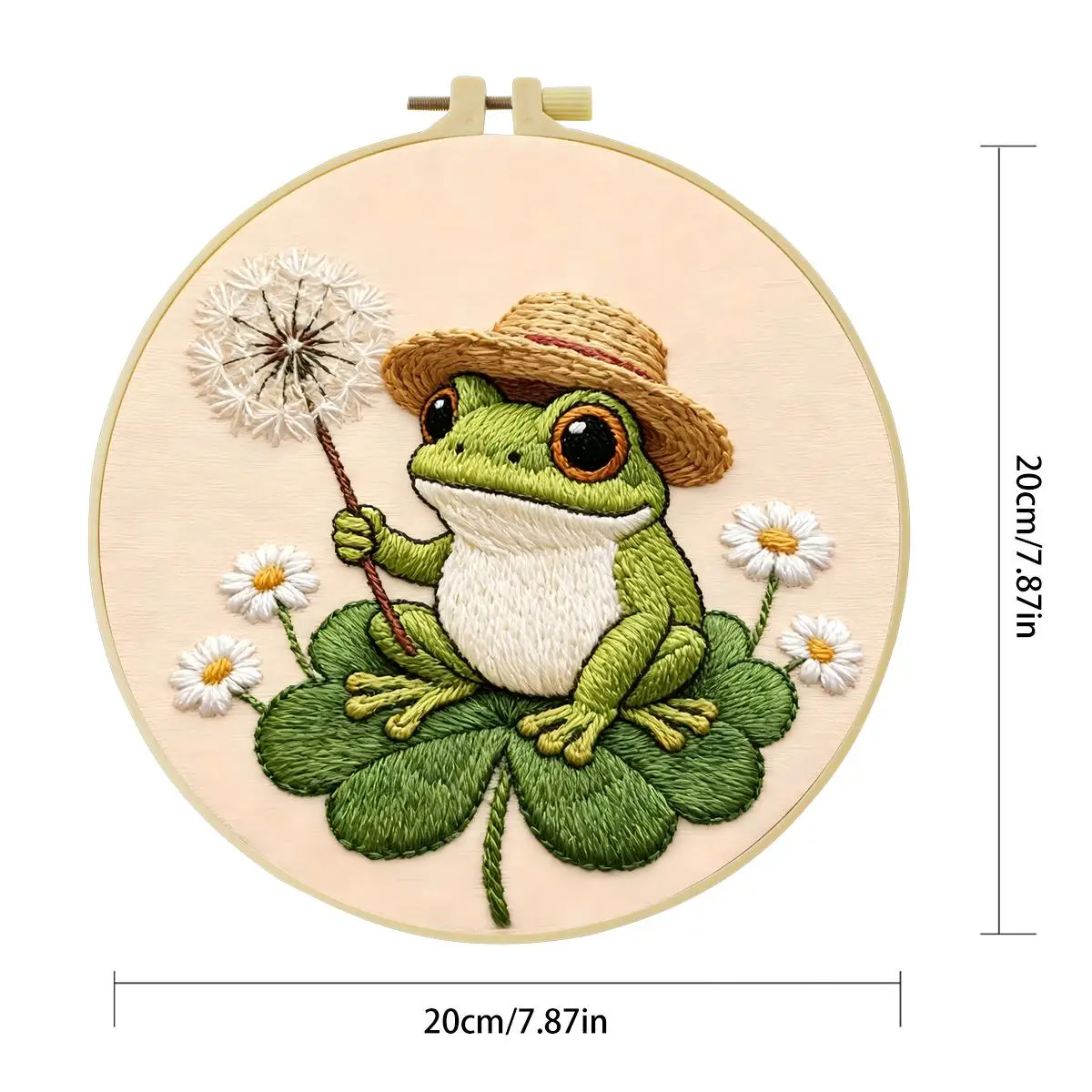 1 Stück 20X20CM/15X15CM 7,87/6,3 Zoll Der Frosch mit Hut Stickerei Starter-Kit DIY-Kit DIY-Stickerei-Set Handarbeiten – Detail 4